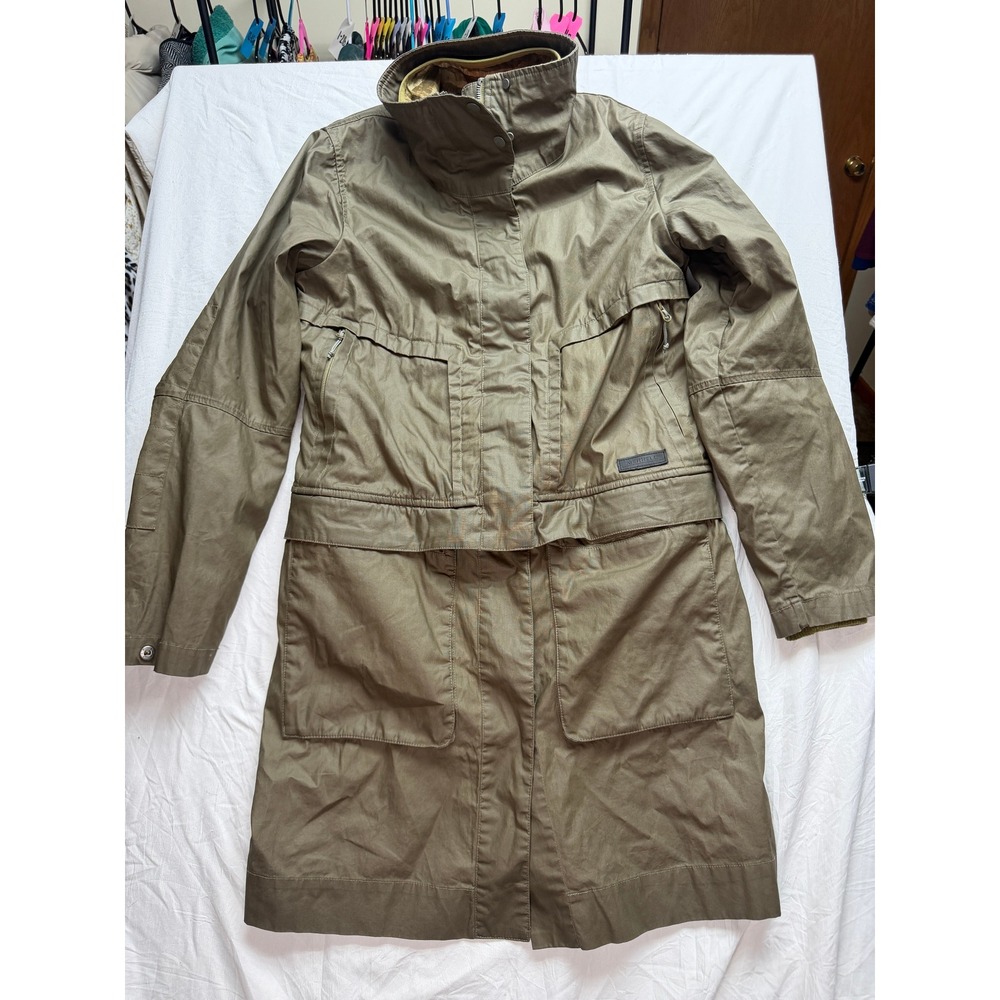 Merrell Womens Utility Parka Jacket Olive Green Camo Lined Longline Coat Small